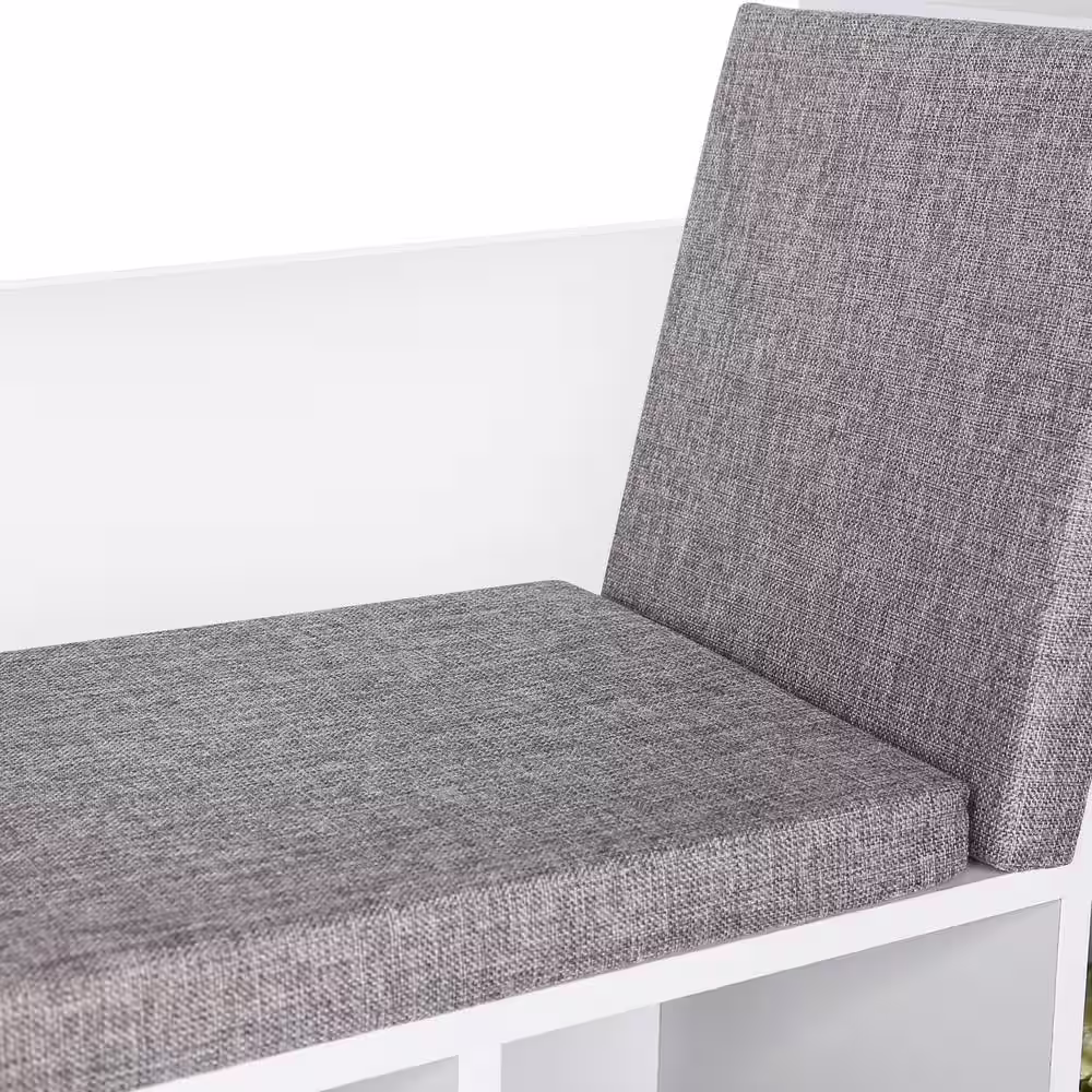 VEIKOUS 25 in. White Kids Reading Nook 6-Shelf Kids Bookcase with Removable Detachable Cushions