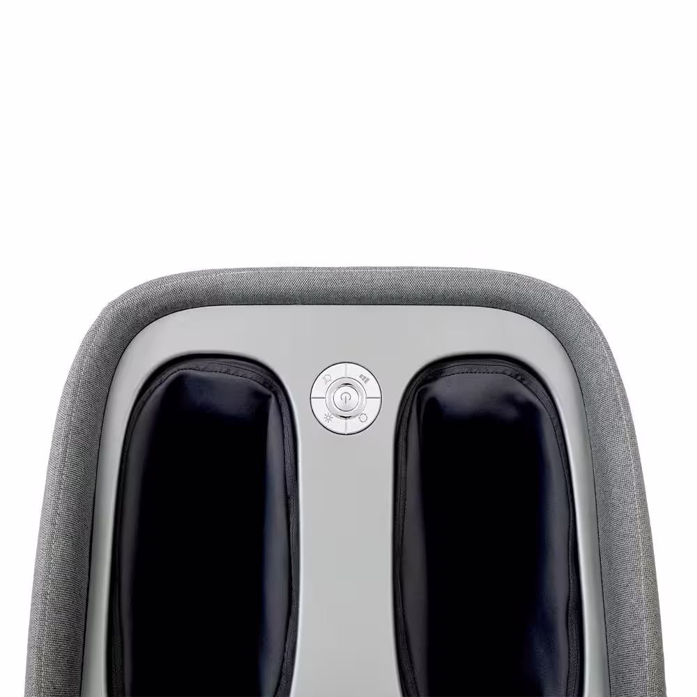 Synca Wellness REI Grey Foot, Calf and Lumbar 3-Speed Heated Ottoman Massager with Warm Cotton Shiatsu Calf Massage