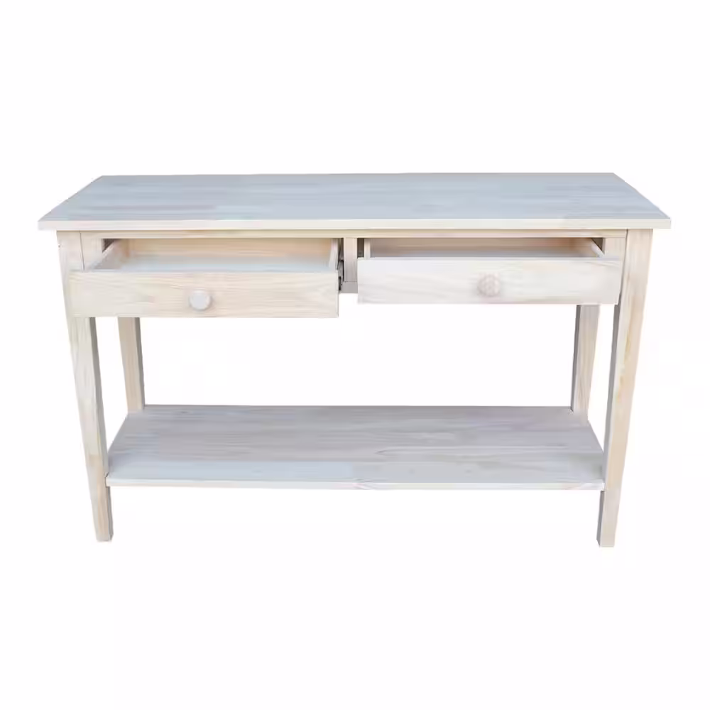 International Concepts Spencer 48 in. Beige Standard Rectangle Wood Console Table with Drawers