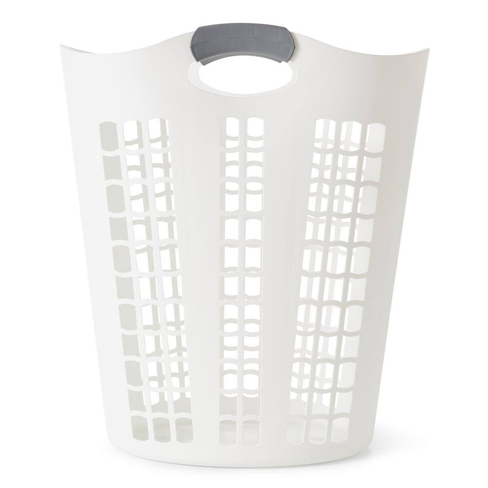 GRACIOUS LIVING White Easy Carry Flex 87 L Plastic Laundry Hamper (2-Pack)