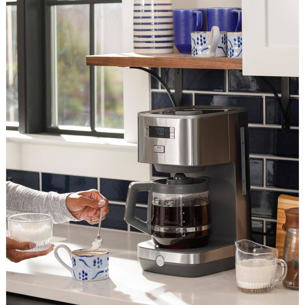 Stainless Steel Drip Coffee Maker with 12 Cup Glass Carafe