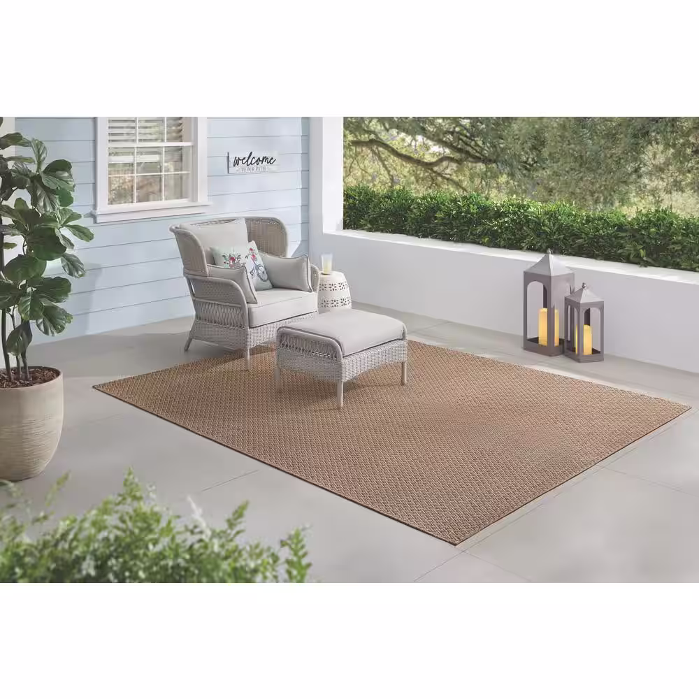 Hampton Bay Tan 6 ft. x 9 ft. Natural Weave Indoor/Outdoor Area Rug