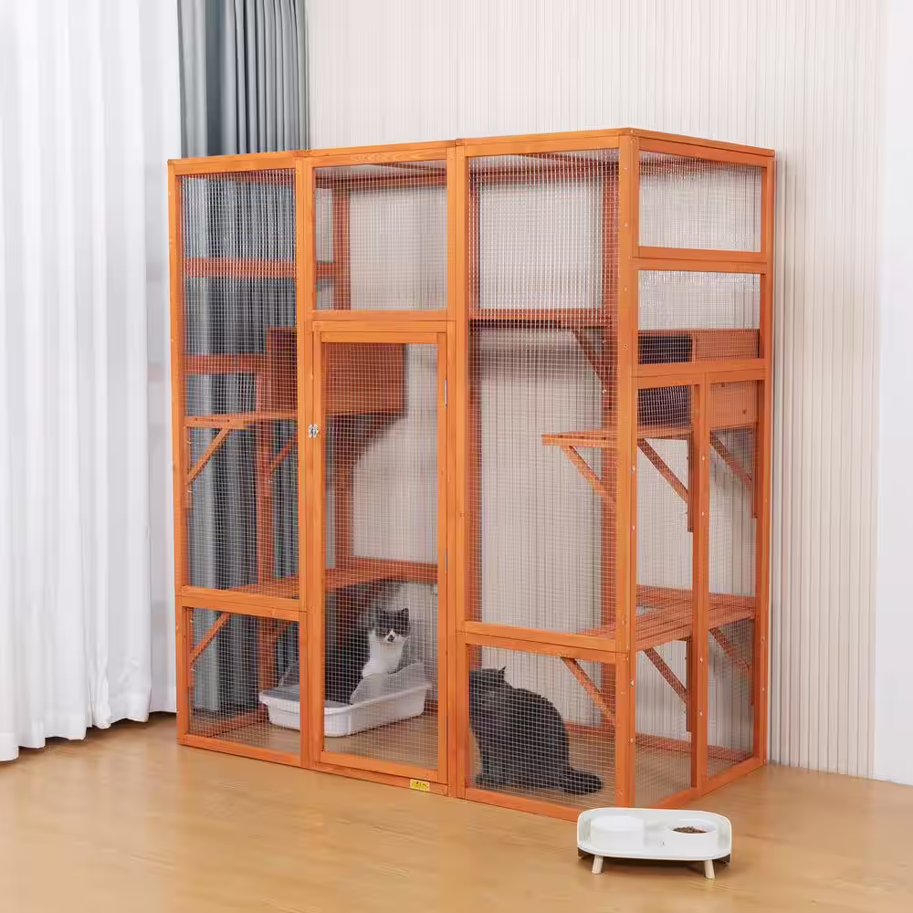 COZIWOW Large Wooden Cat House Catio Enclosure