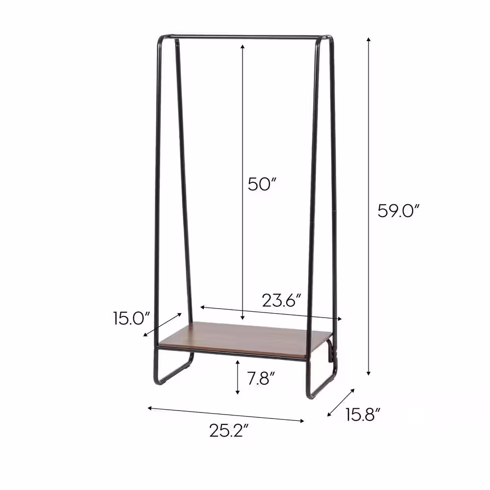 None Black Metal Garment Clothes Rack 25 in. W x 59 in. H