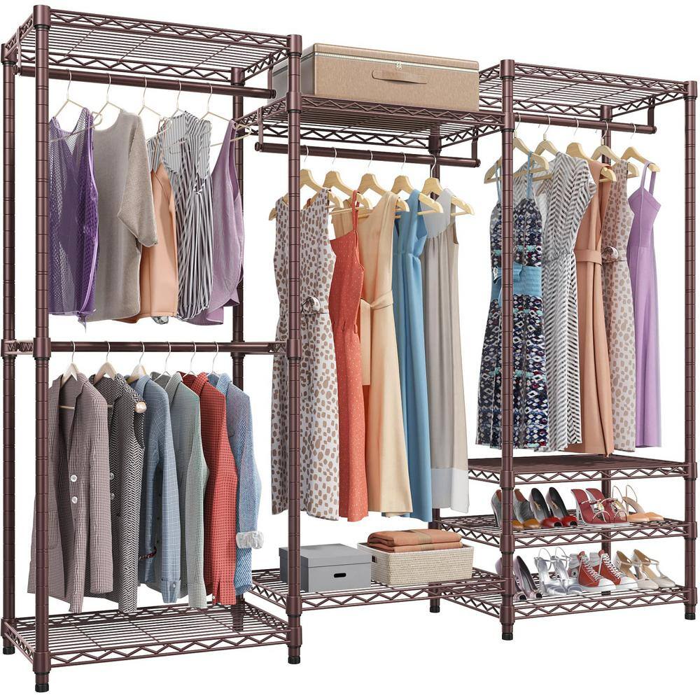 None Bronze Metal Heavy Duty Garment Clothes Rack 69 in. W x 76 in. H