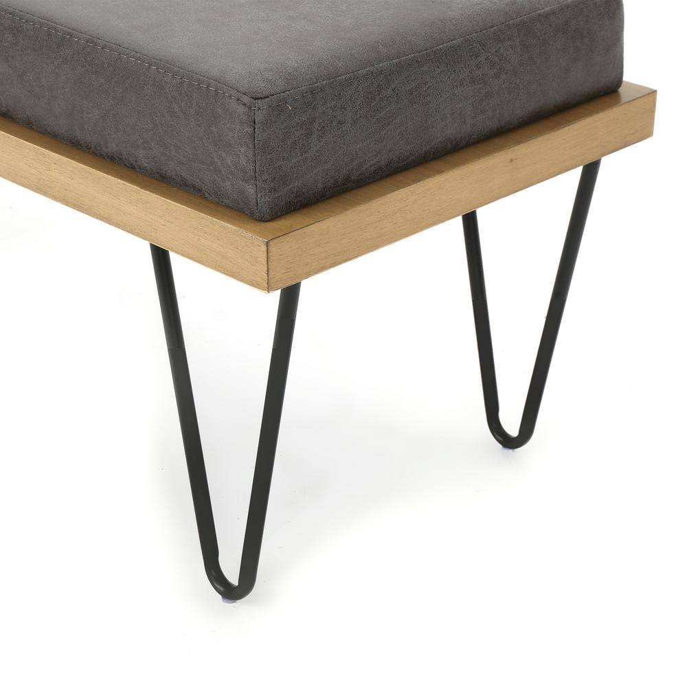 None Elisha Slate Upholstered Bench
