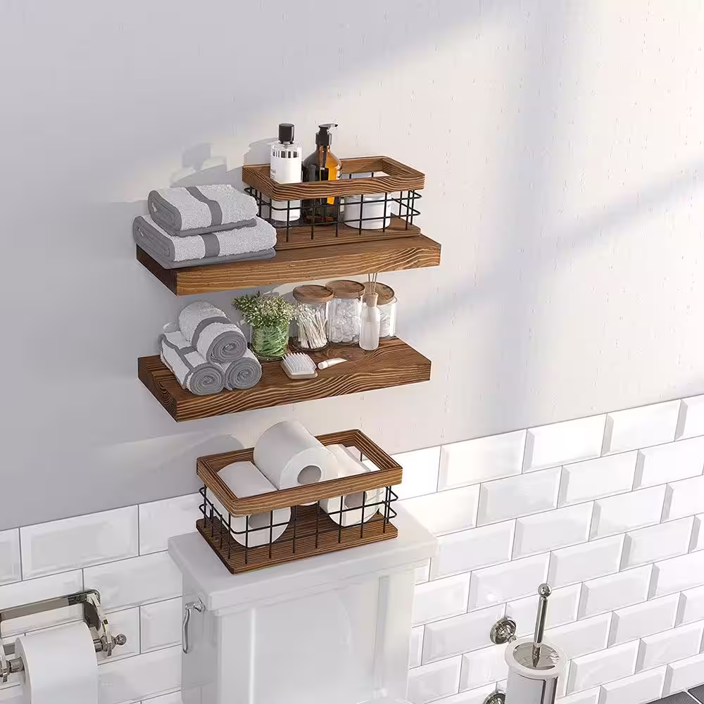 None 1.2 in. H x 16 in. W x 6.7 in. D Solid âWood Floating Wall Shelf (Set of 2)