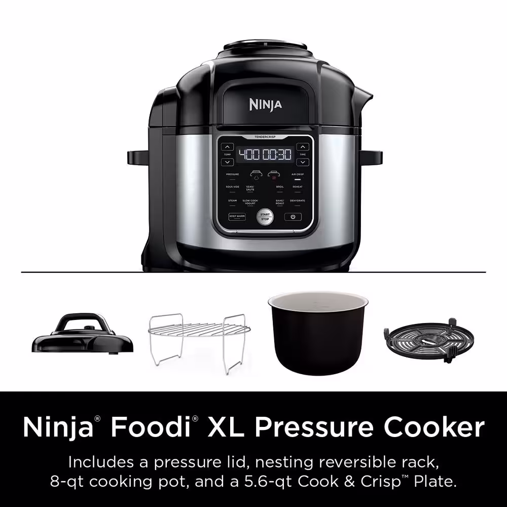 NINJA Foodi 8 qt. XL 12-in-1 Stainless Steel Electric Multicooker Air Fryer Pressure Cooker (OS401)