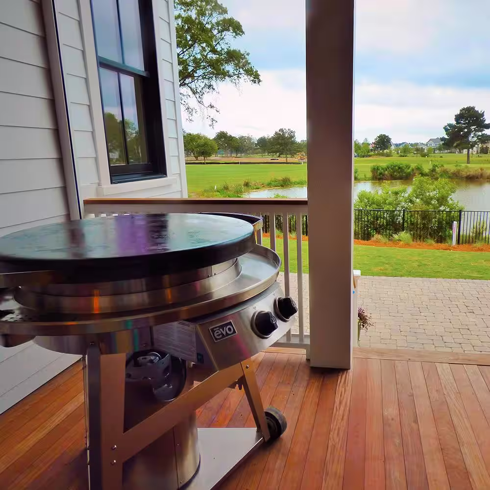 Evo Professional Wheeled Cart 2-Burner Natural Gas Grill in Stainless Steel with Flattop