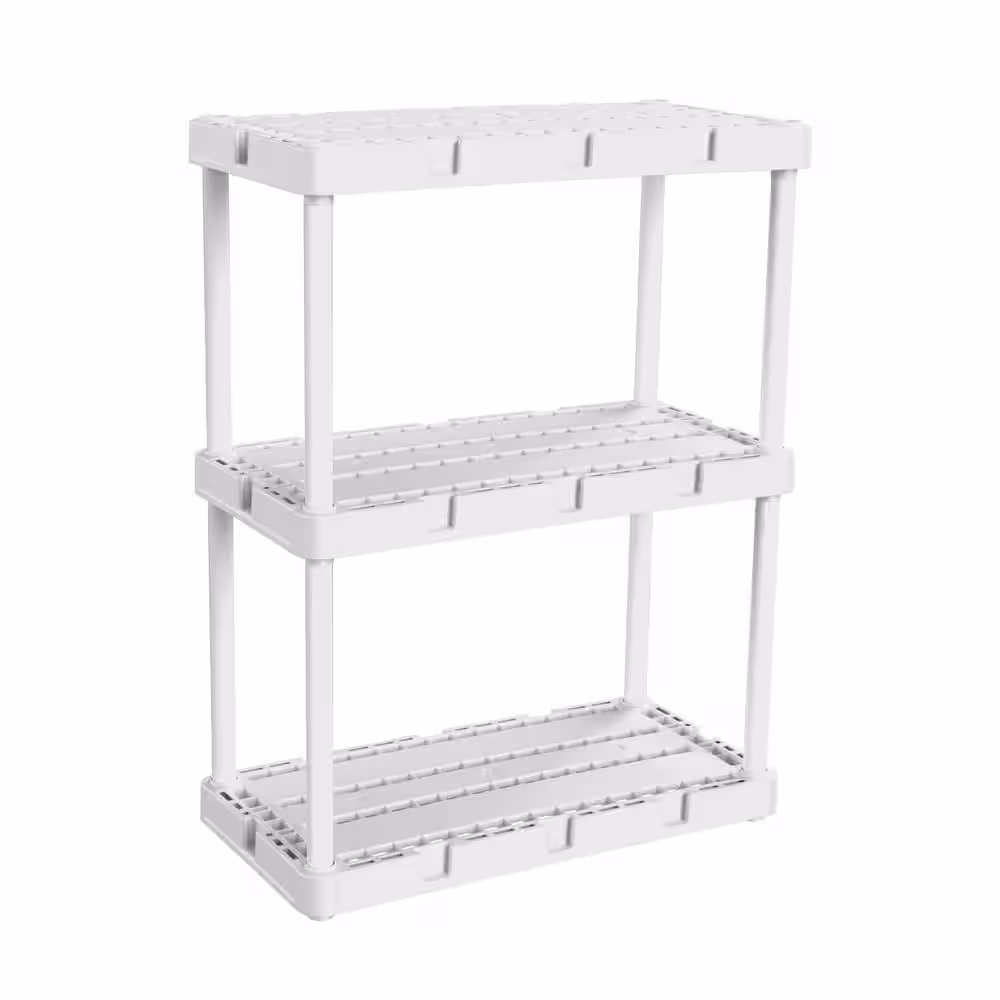 GRACIOUS LIVING Knect A Shelf 3 Shelf Interlocking Organizers, White (3 Pack)
