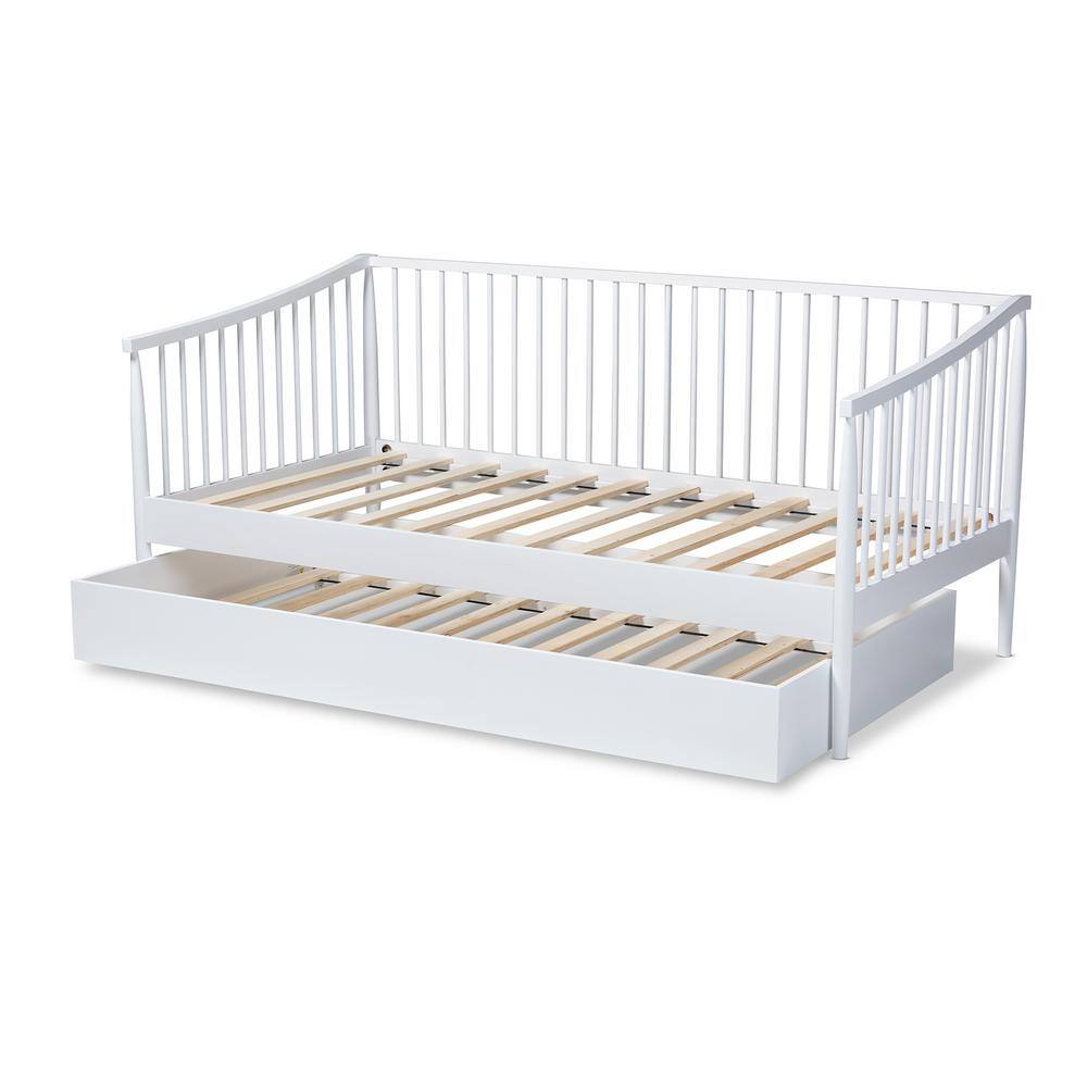 Baxton Studio Renata White Twin Daybed with Trundle