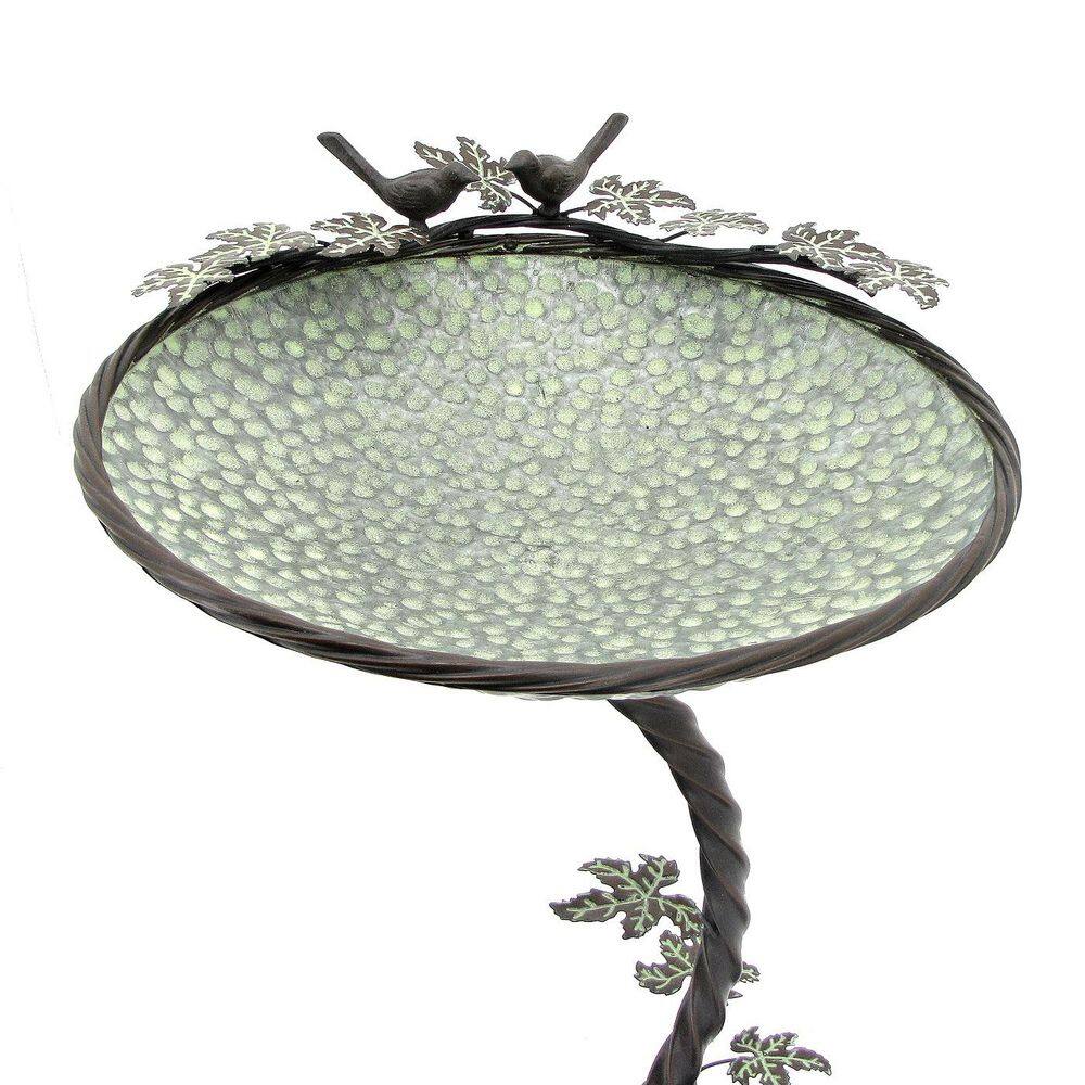 Zaer Ltd. 33 Inch Tall Round Galvanized Iron Birdbath