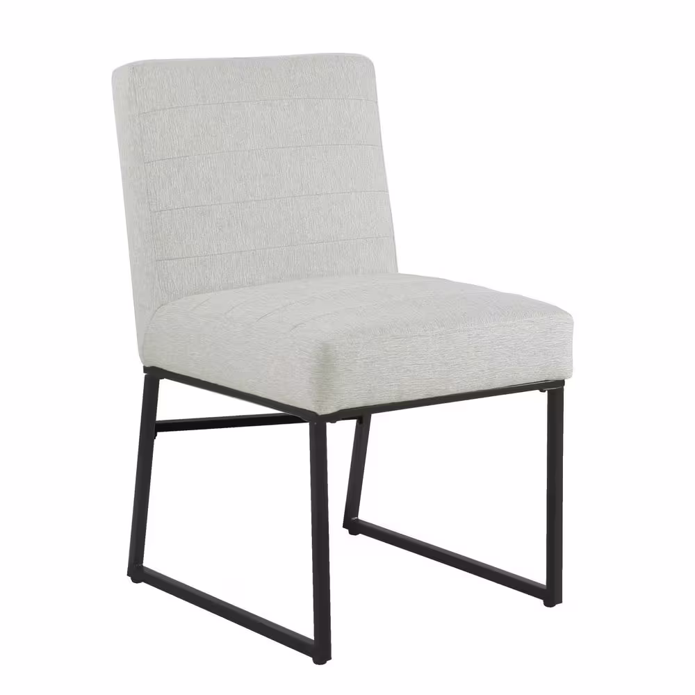 Homepop Channeled Sustainable Gray Woven Upholstery Metal Dining Chair