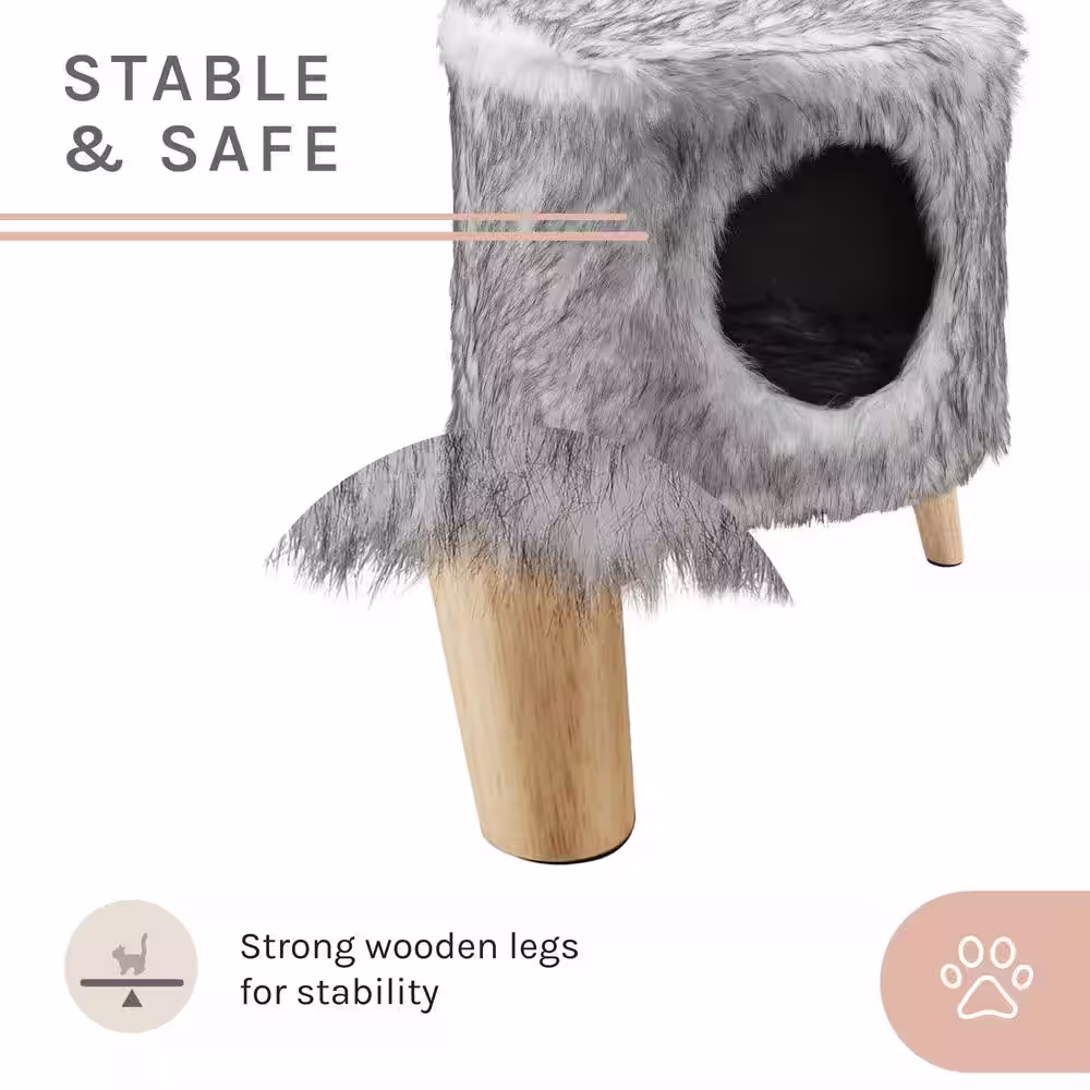 Sam's Pets Pufak 16 in. Gray Cat Tree Cylinder