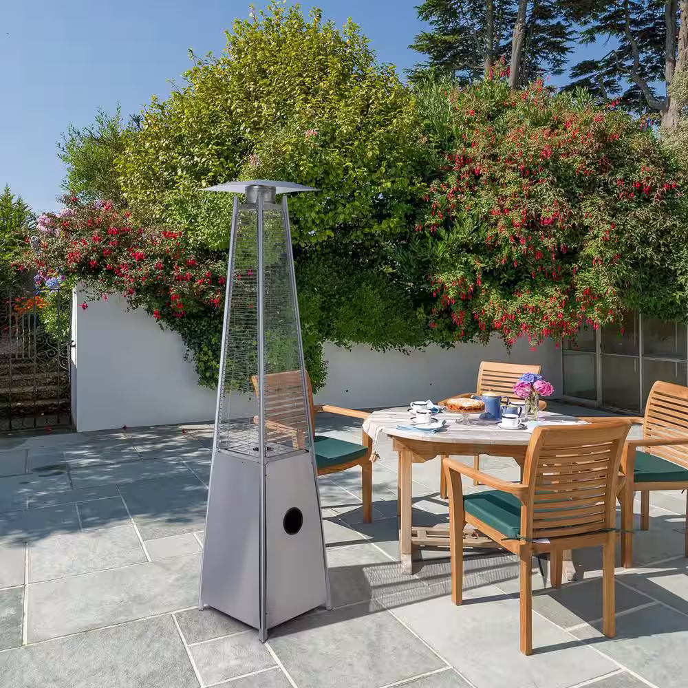 Uixe 40,000 BTU Metal Hammer Golden Pyramid Flame Propane Patio Heater