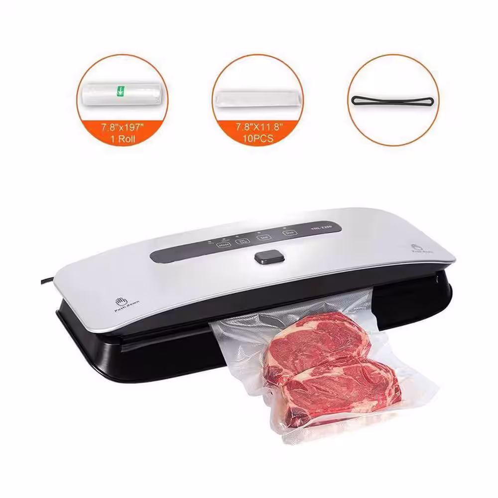 None Sliver Food Vacuum Sealer Machine with Strong Suction Power, Dry and Moist Mode, Starter Kit Included