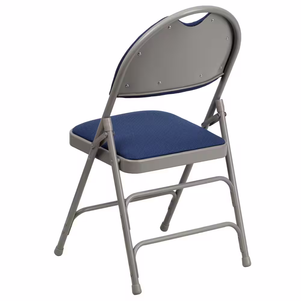 Flash Furniture Hercules Series Extra Large Ultra-Premium Triple Braced Navy Fabric Metal Folding Chair with Easy-Carry Handle