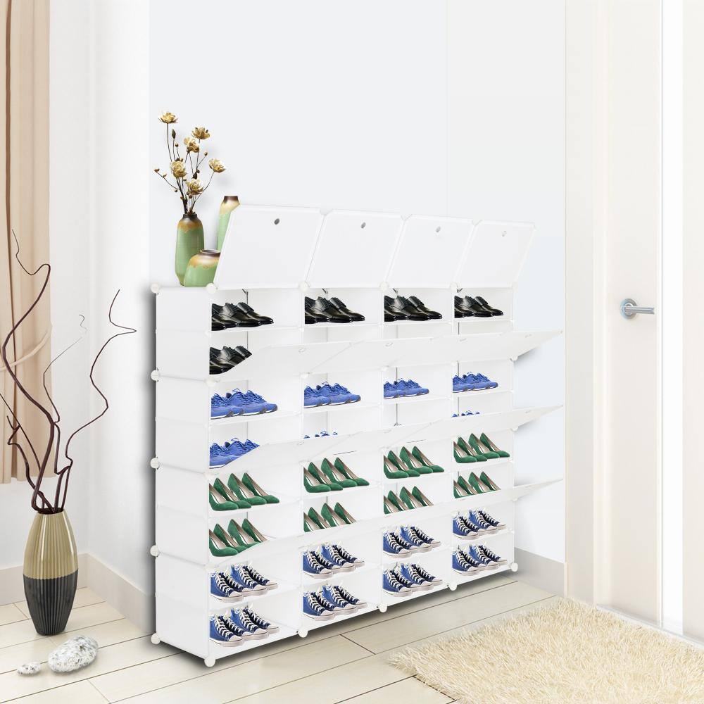None 63.78 in. H 56-Pair White Shoe Rack