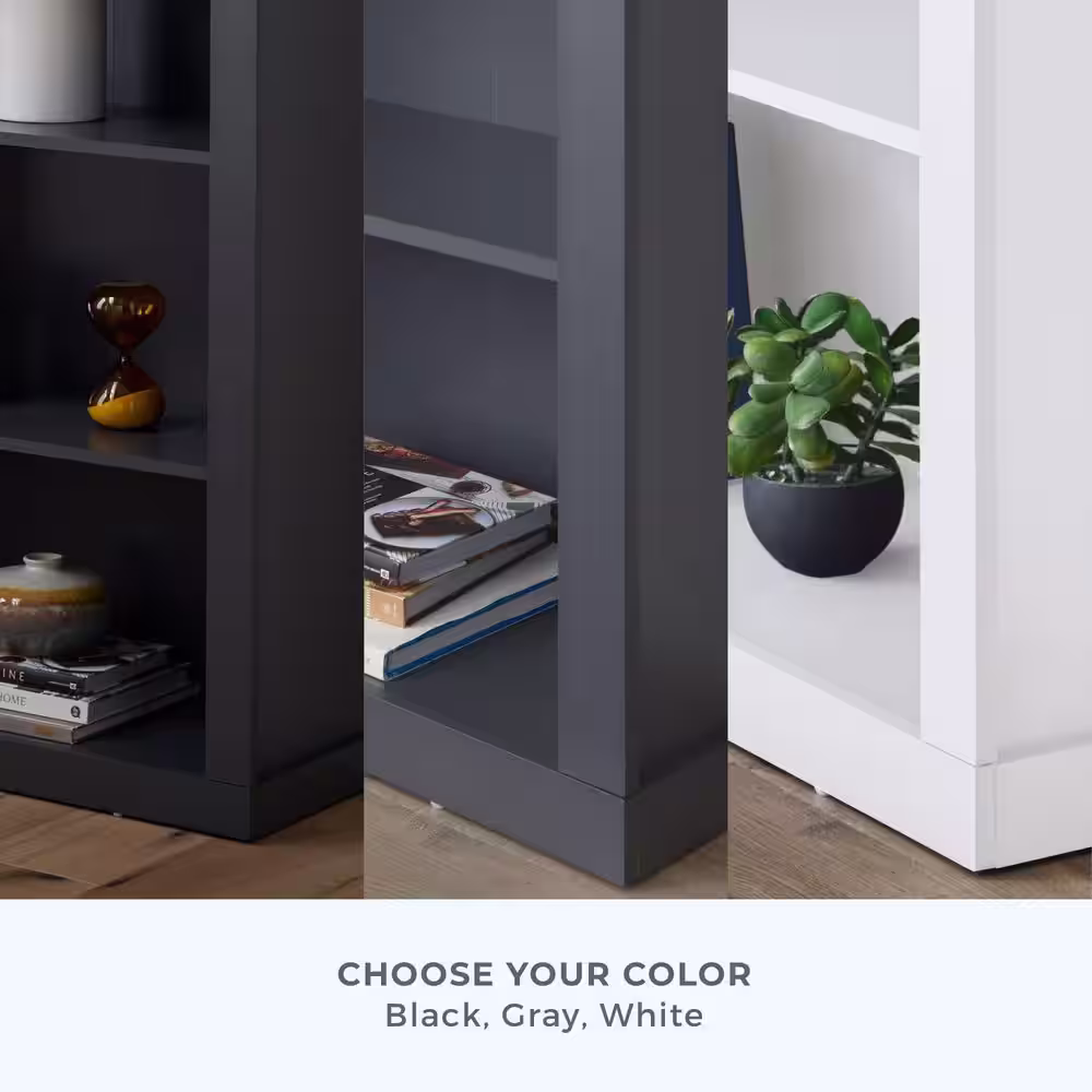 Brookside Elaine 72 in. White Wood 5-Shelf Standard Bookcase with Adjustable Shelves