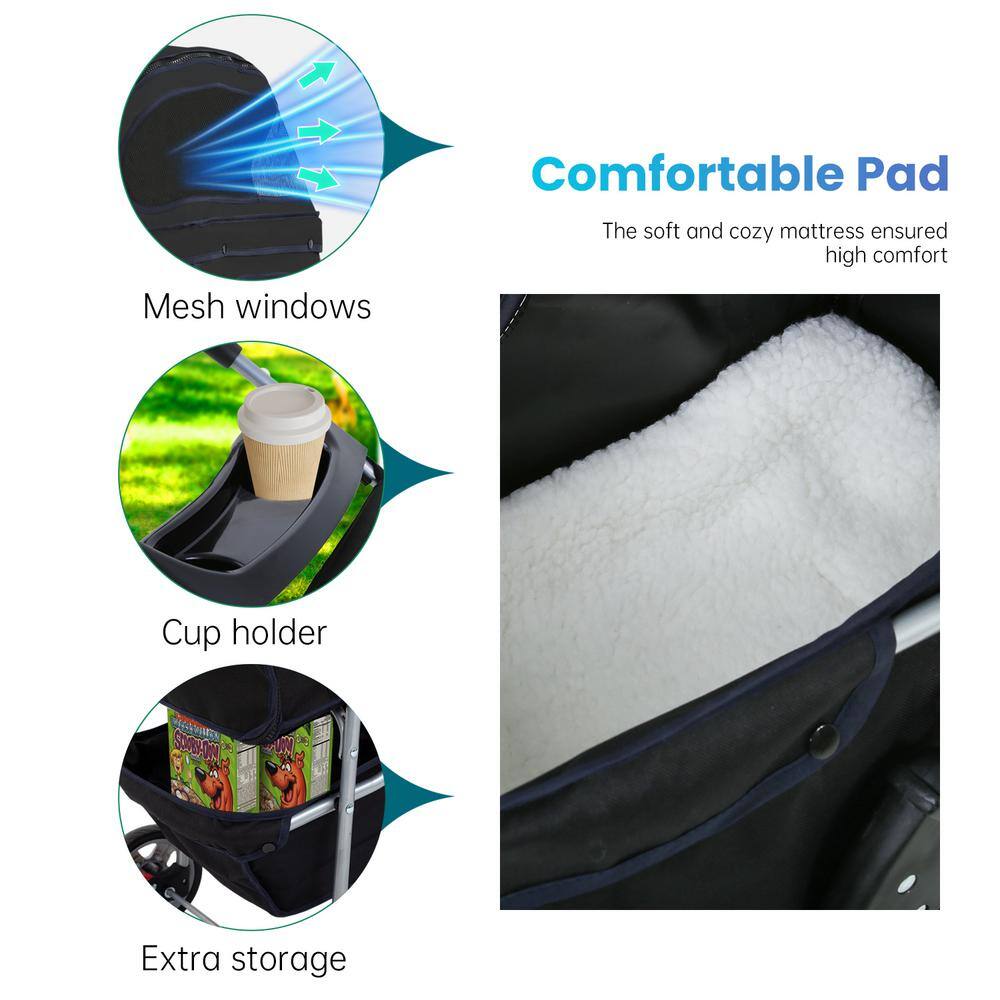 Furniture of America Frankie Pet Stroller Folding With Cup Holder