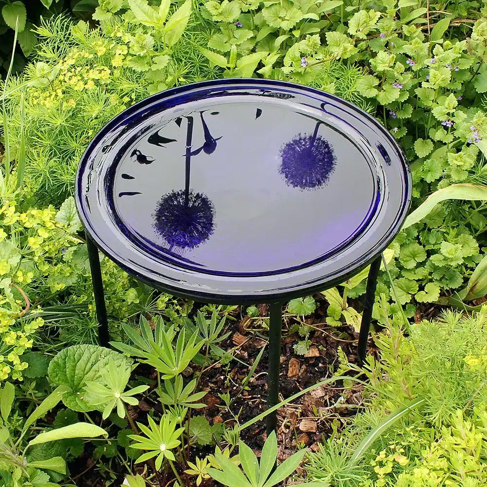 Achla Designs 12.5 in. Dia Cobalt Blue Reflective Crackle Glass Birdbath Bowl