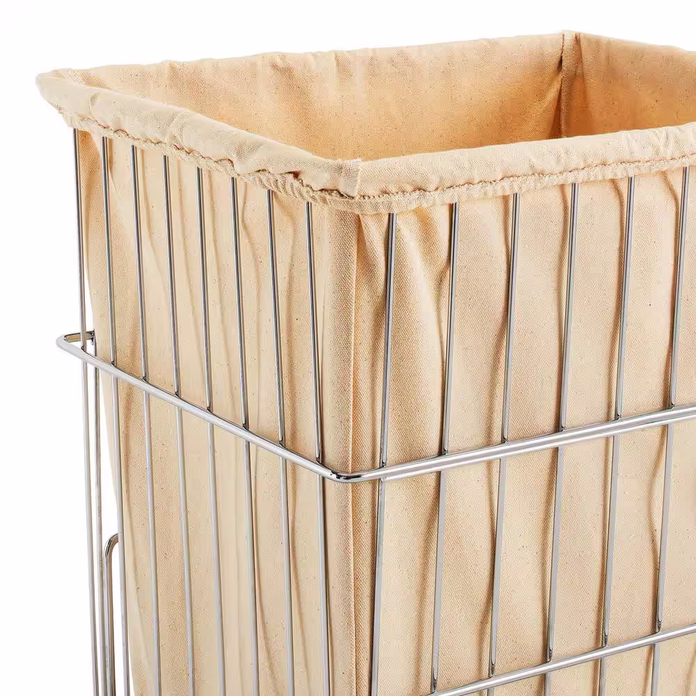 Rev-A-Shelf Chrome Metal Pullout Wire Clothes Hamper with Liner and Mounting Hardware