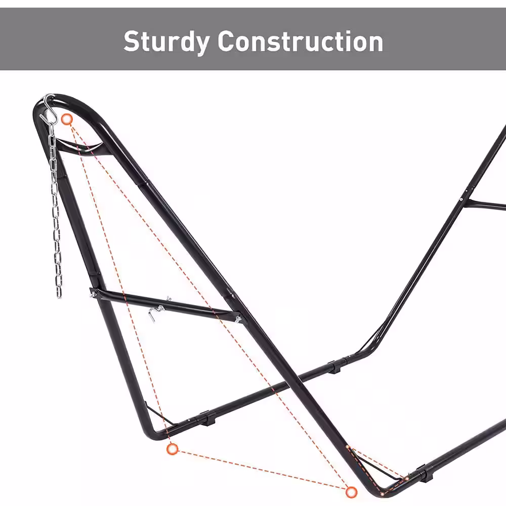 Atesun 10 ft. Metal Hammock Stand, 475 lbs. Capacity in Black