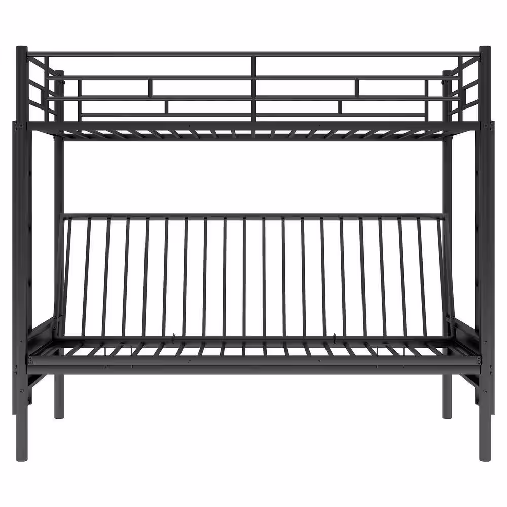 Harper & Bright Designs Black Twin Over Full Multi-Function Metal Bunk Bed