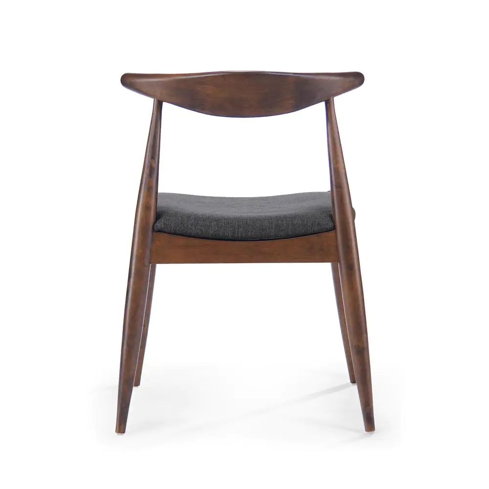 None Francie Charcoal and Walnut Upholstered Dining Chairs (Set of 2)