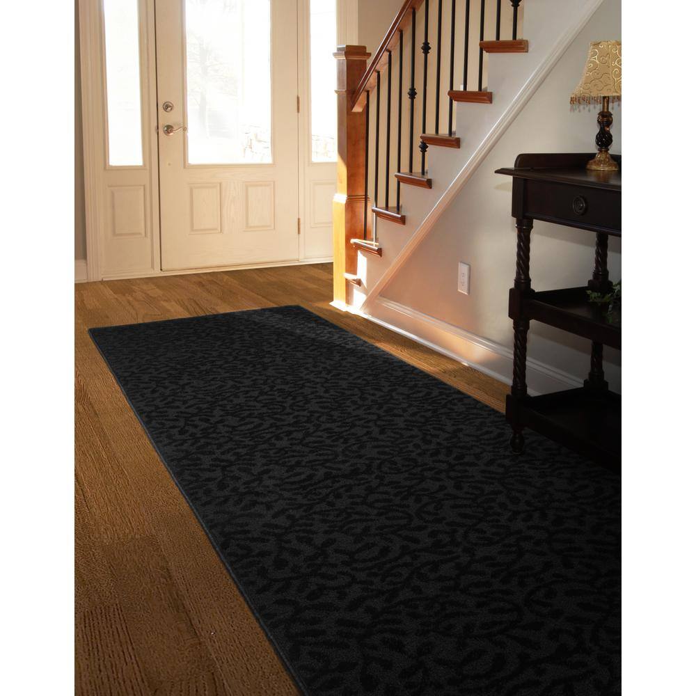 Garland Rug Ivy Black 3 ft. x 12 ft. Runner Rug