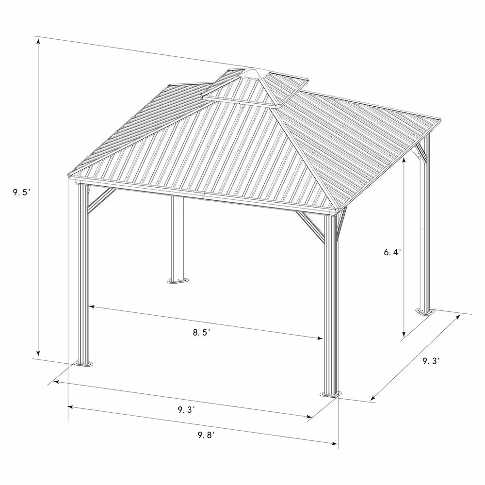 KOZYARD Rosana 10 ft. x 10 ft. Aluminum Gazebo with Galvanized Steel Roof Panels and Mosquito Netting