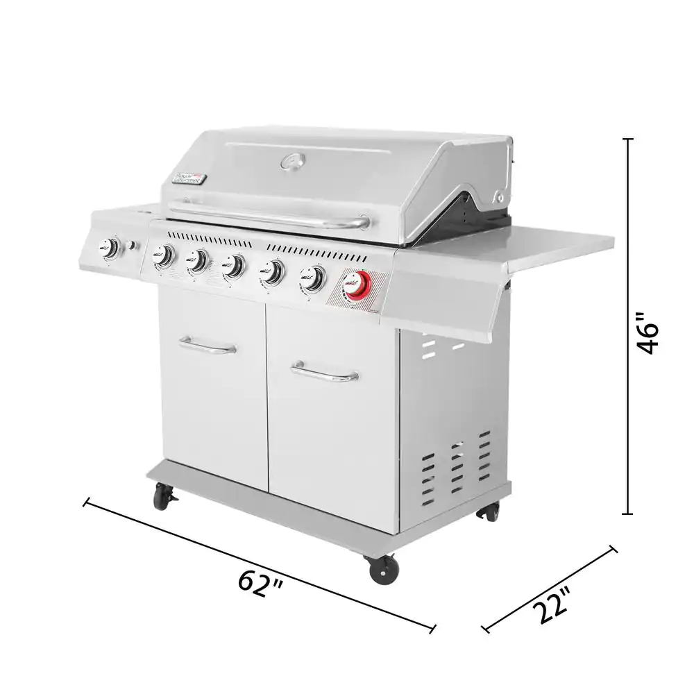 Royal Gourmet 6-Burner Propane Gas Grill in Stainless Steel with Sear Burner and Side Burner