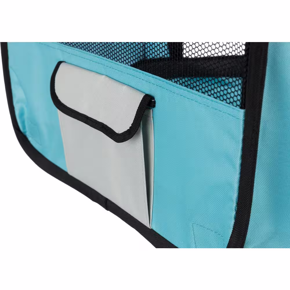 TRIXIE 51 in. x 21.7 in. Large Soft-Sided Nylon Mobile Playpen, Turquoise