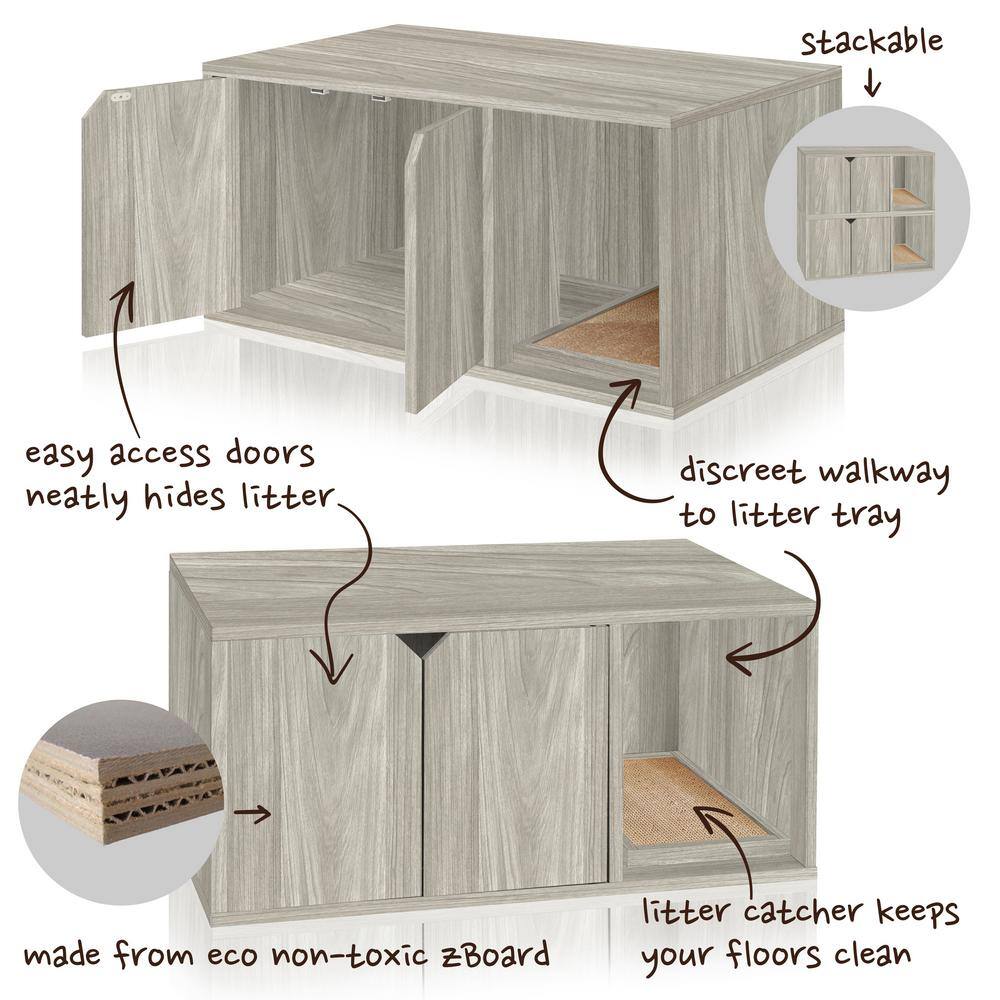 Way Basics Katville 20.5 in. L x 35.8 in. W x 16.9 in. H Eco zBoard Cat Litter Box Enclosure, Aspen Grey