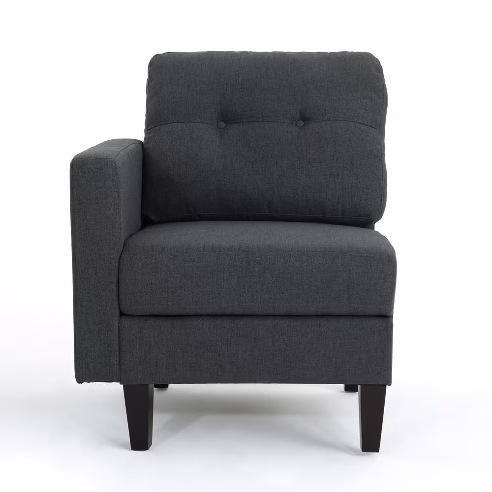 Noble House 7-Piece Gray Tweed/Dark Brown Polyester 6-Seater L-Shaped Sectional Sofa with Wood Legs