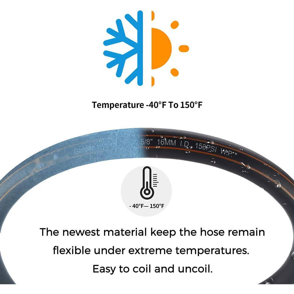 None 5/8 in. x 50 ft. Male and Female Fittings with Shut Off Valve, Flexible, Heavy-Duty, Leakproof, Lightweight Water Hose