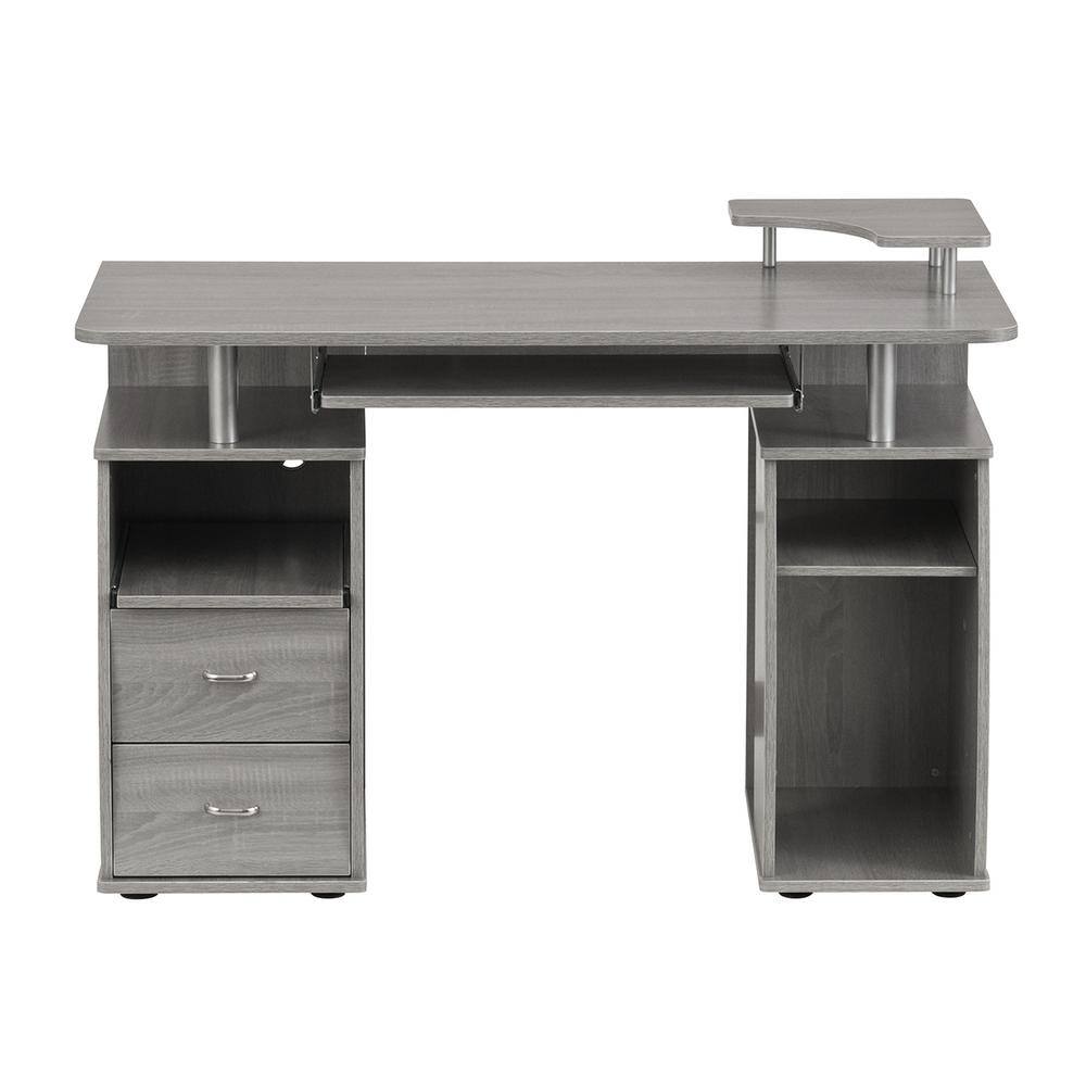 TECHNI MOBILI 47.25 in. Rectangular Gray 2 Drawer Computer Desk with Keyboard Tray