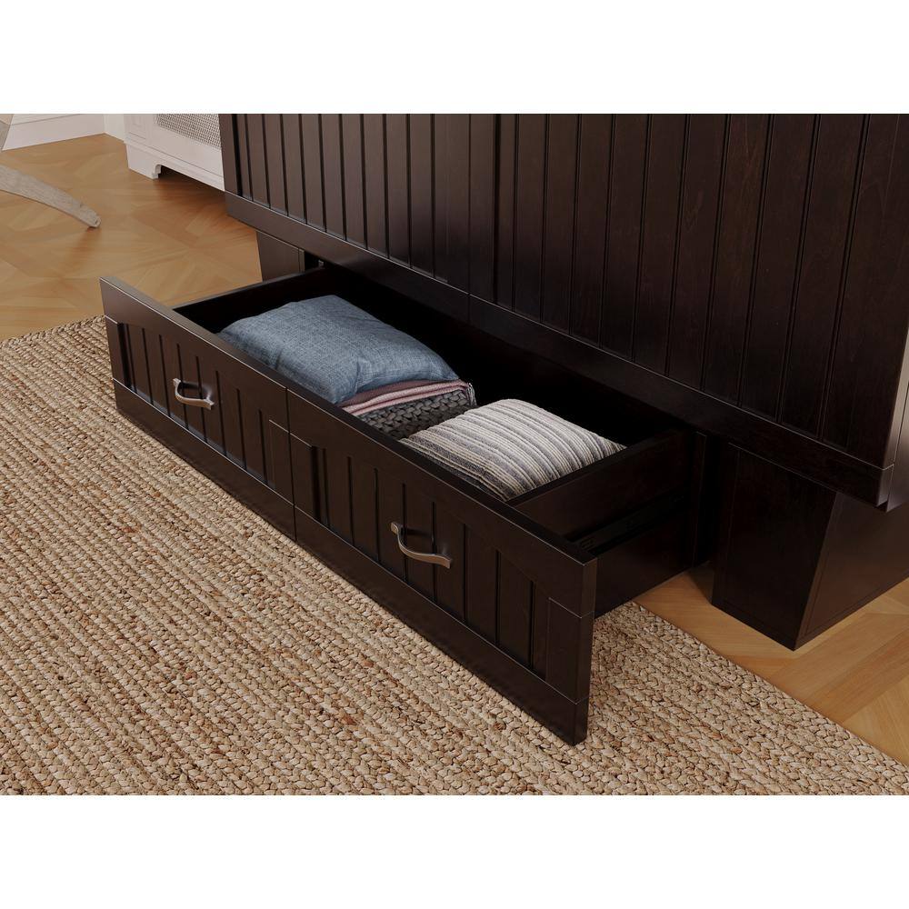 AFI Nantucket Murphy Bed Espresso Queen Chest with Charging Station and Coolsoft Mattress