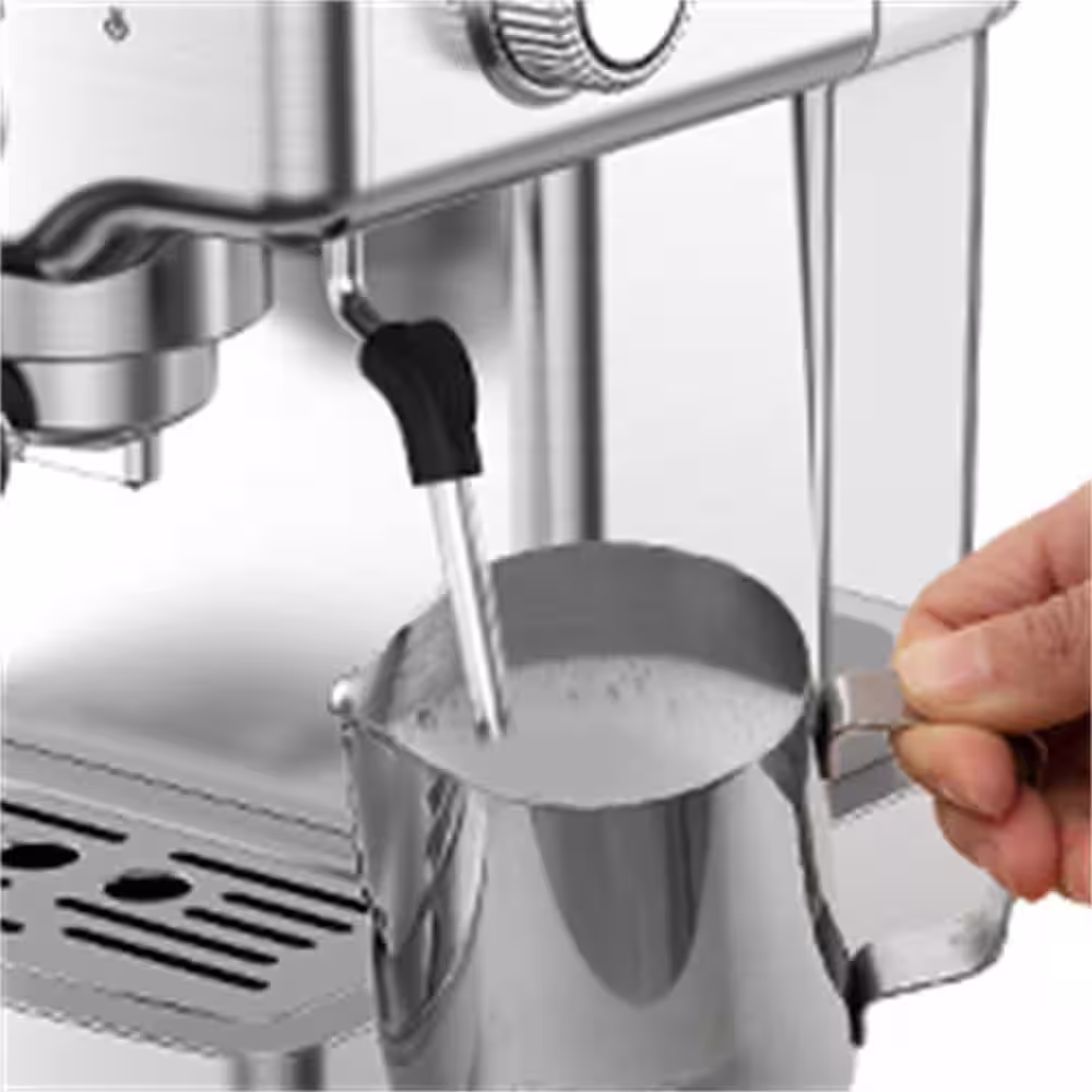 None 2- Cup Silver 20 Bar Espresso Machine with Milk Frother, 1.8L Water Tank, Stainless Steel