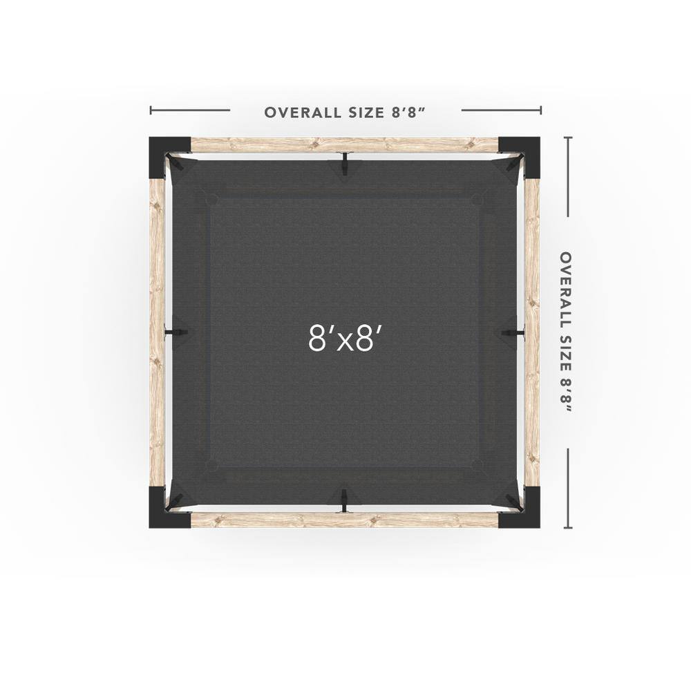 TOJA GRID 8 ft. L x 8 ft. W Hammock Pergola Kit with 2 White Shade Sail for 4 in. x 4 in. Wood Posts