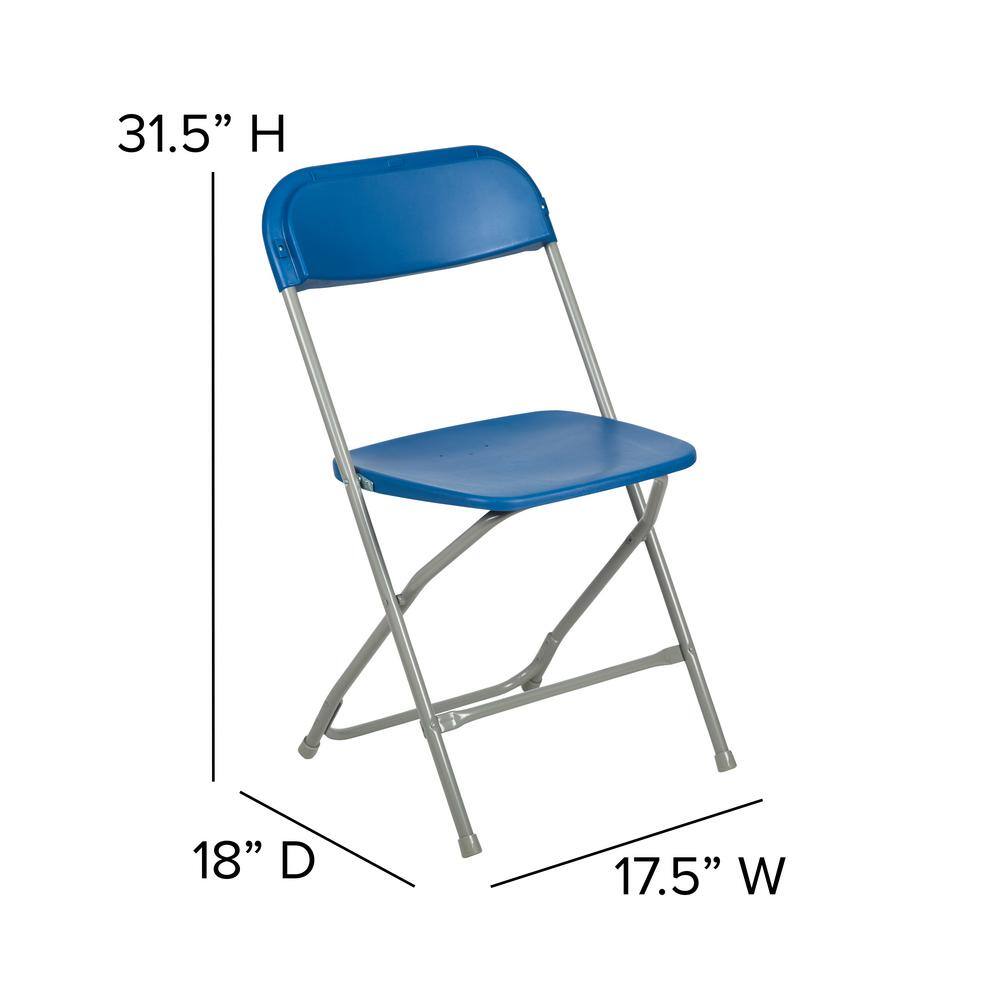 Carnegy Avenue Blue Plastic Seat with Metal Frame Folding Chair (Set of 2)
