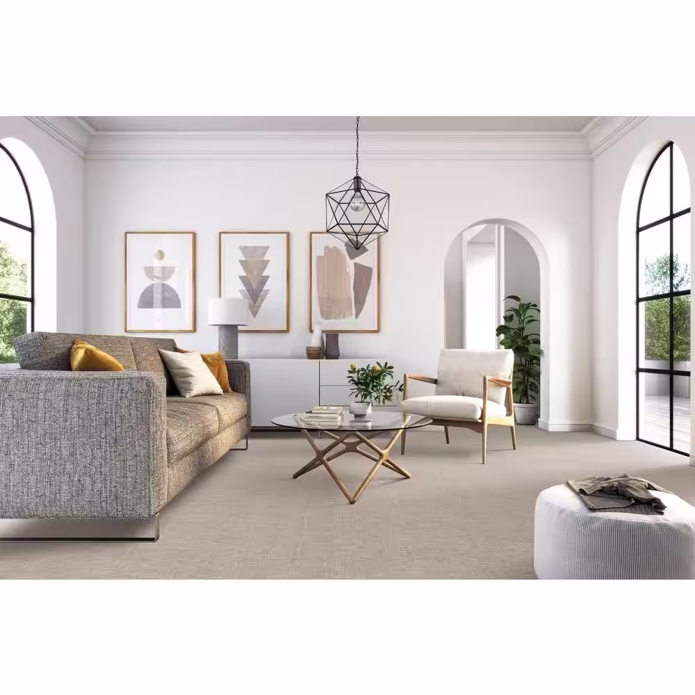 Home Decorators Collection Tailored - Alabaster - Beige 38 oz. SD Polyester Pattern Installed Carpet