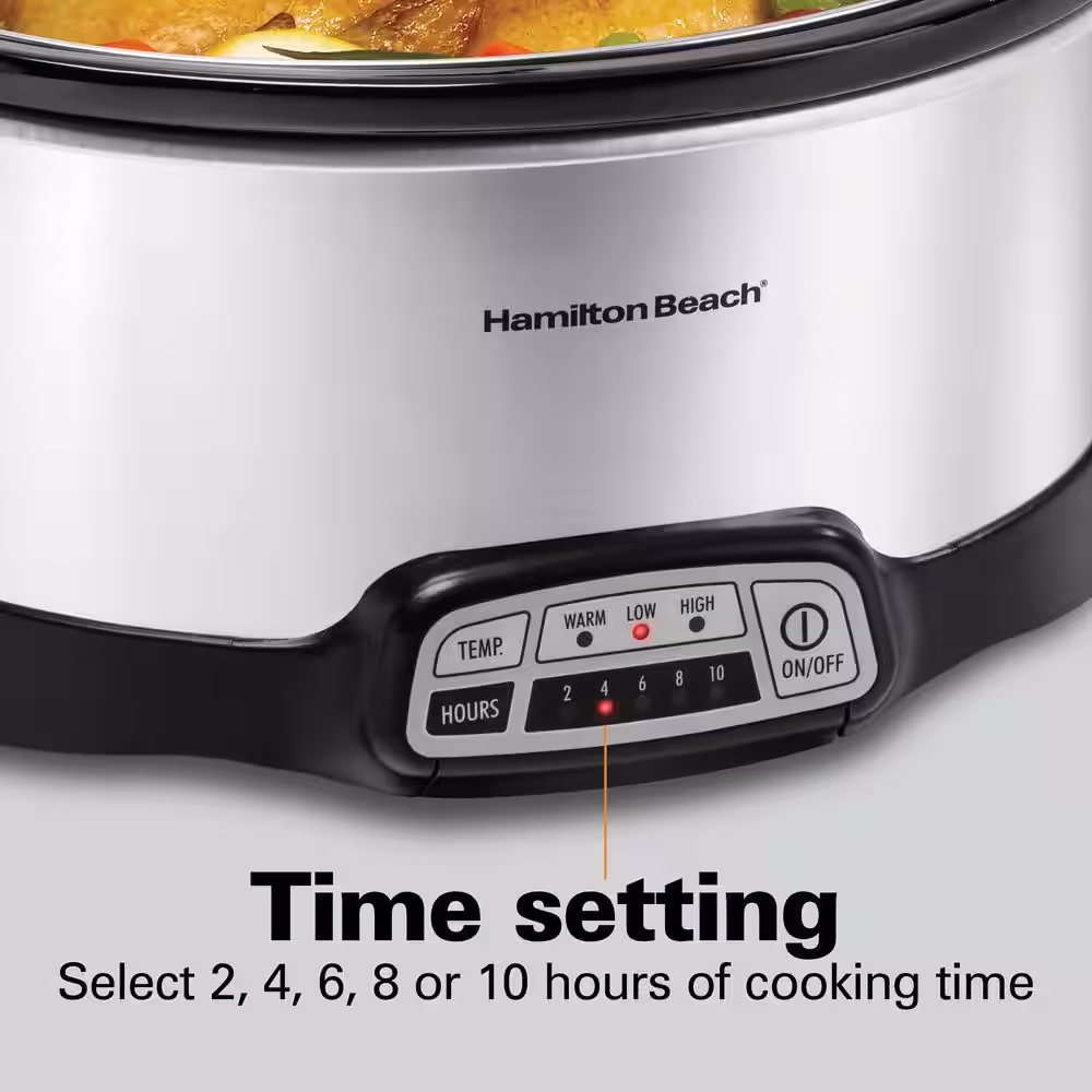 Hamilton Beach 7 Qt. Programmable Stainless Steel Slow Cooker with Built-In Timer and Temperature Settings