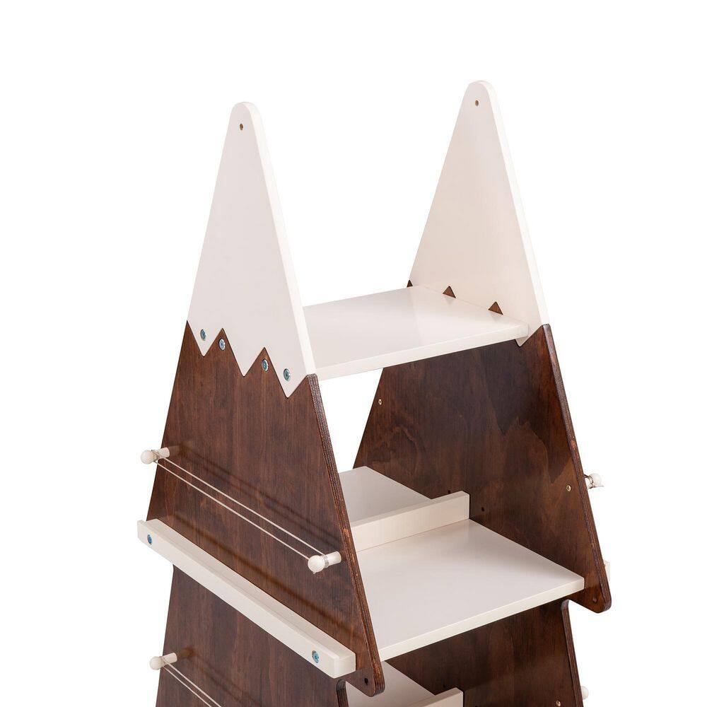 Harper & Bright Designs 23.6in. in. Wide Walnut 4 Shelf Christmas Rotating Wooden Bookcase