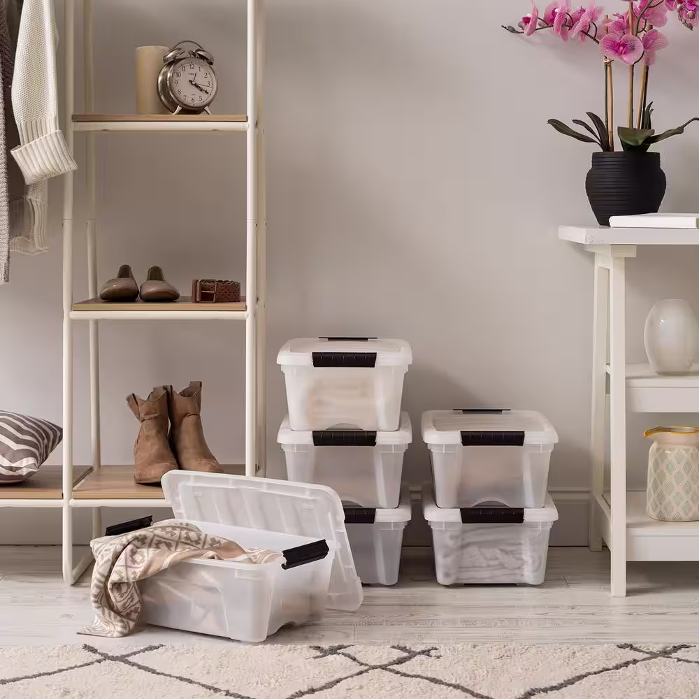 IRIS 12 qt. Stack & Pull Box in Pearl (6-Pack)