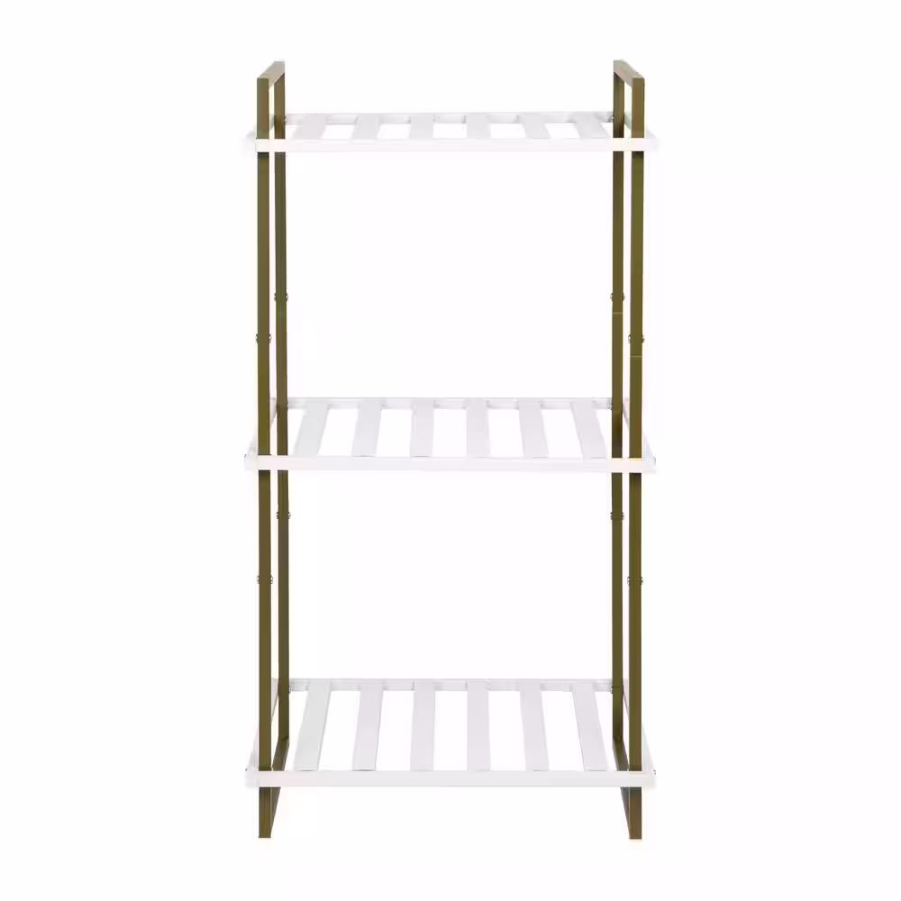 Honey-Can-Do White 3-Tier Tubular Steel Shelving Unit (20 in. W x 37.5 in. H x 15 in. D)