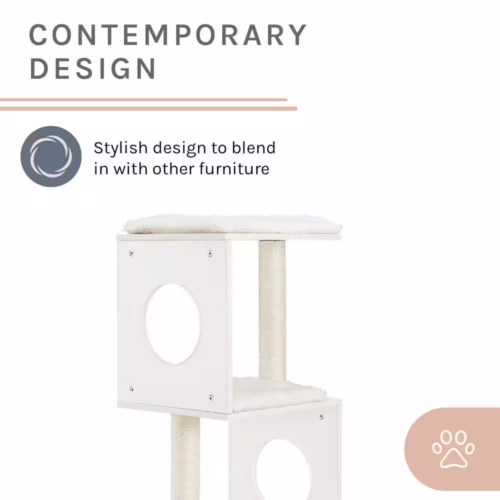 None Sheree 50 in. White Cat Tree