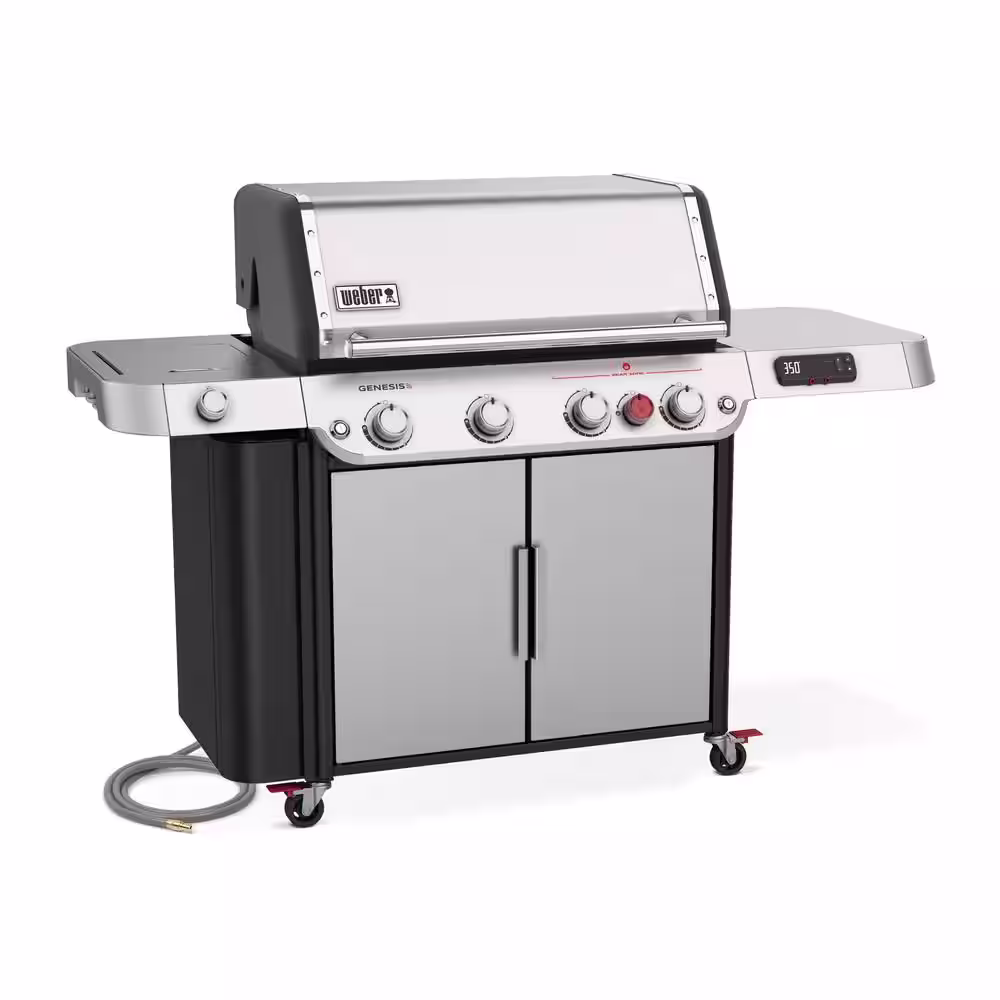 Weber Genesis SPX-435 4-Burner Natural Smart Gas Grill in Stainless Steel with Side Burner