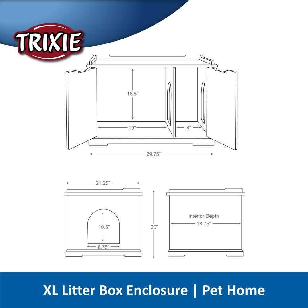 TRIXIE XL Wooden Litter Box Enclosurein Gray