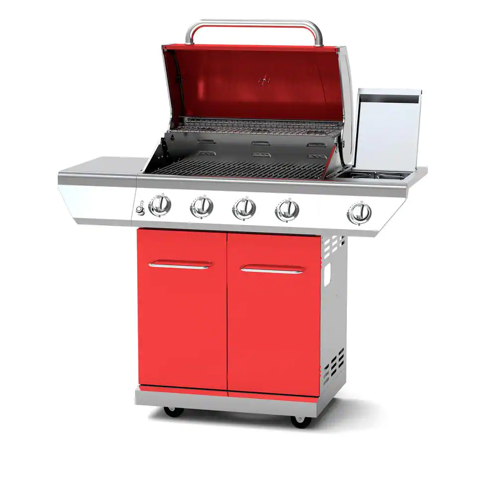 Nexgrill 4-Burner Propane Gas Grill in Red with Side Burner